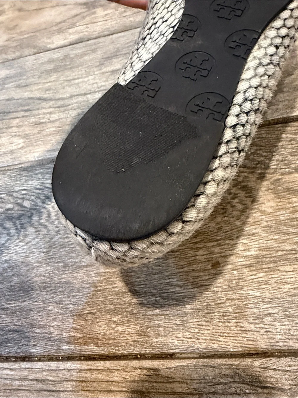 Tory Burch Gray Braided Reva Logo Ballet Flats size 8.5